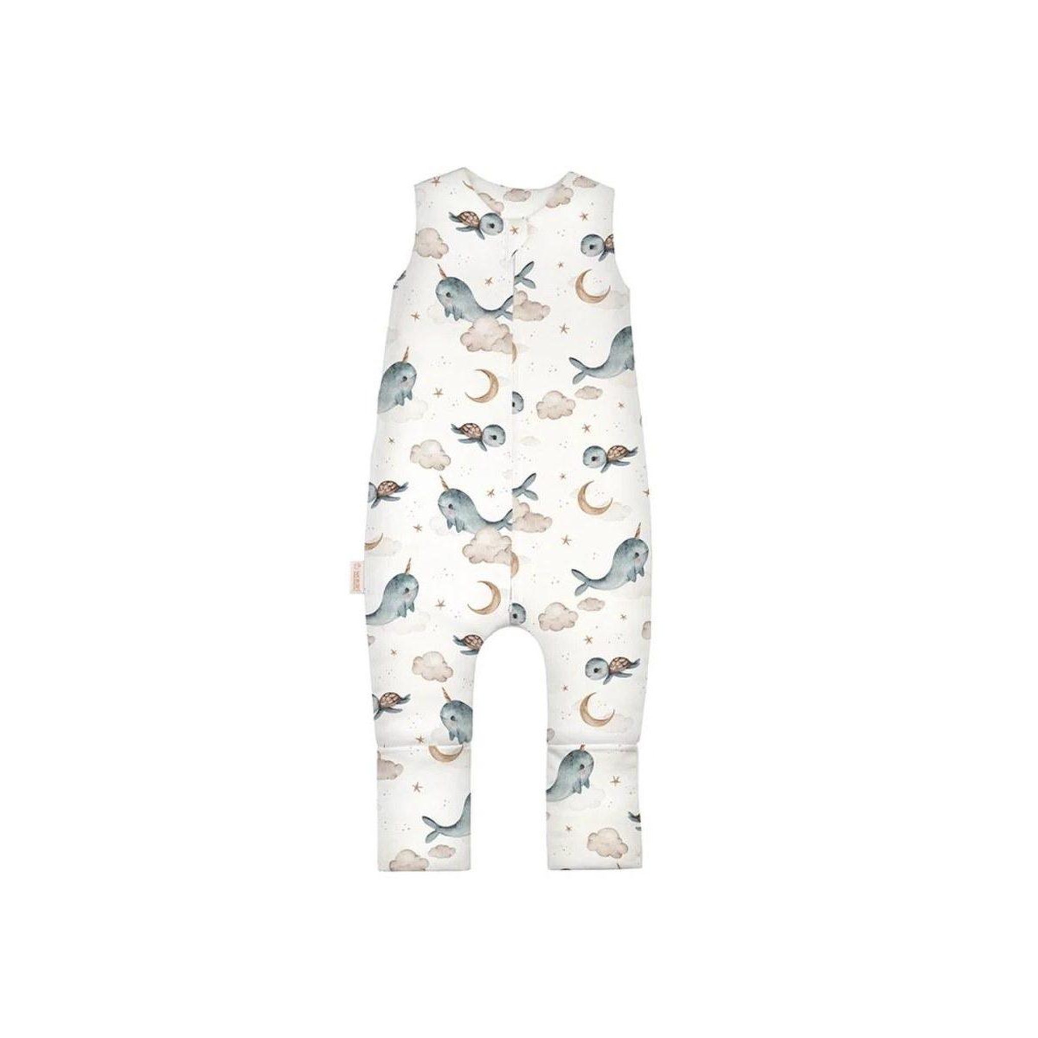 Voir la diapositive 3 : WALDIN Gigoteuse à jambes en coton 2,5 TOG - taille S (1-2 ans) - motif baleine, blanc