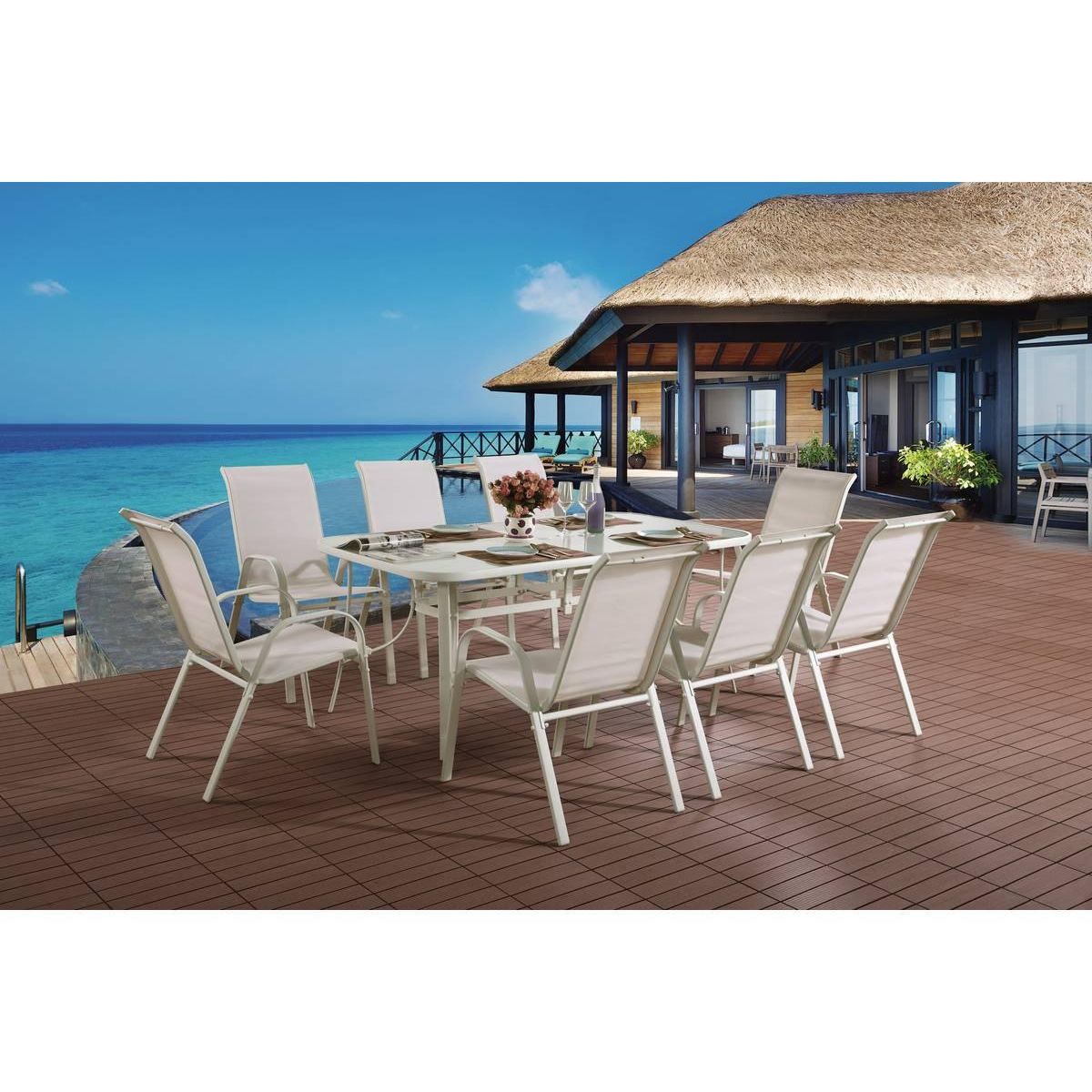 Habitat et Jardin Salon de jardin en textilène  Cordoba XL 180 - Phoenix - Ecru