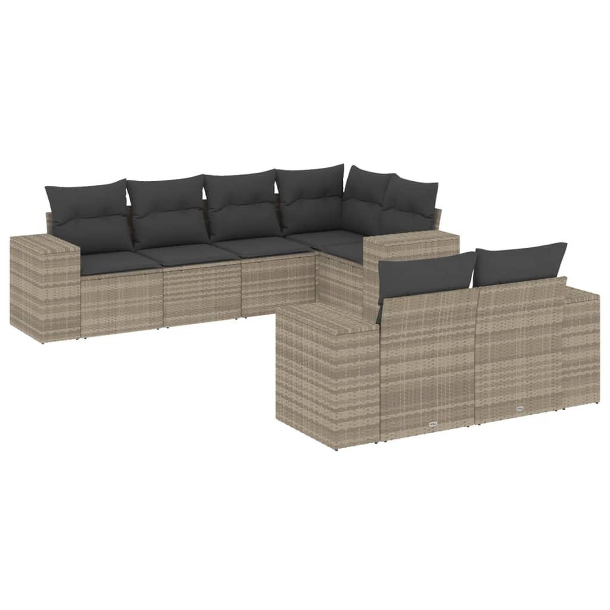Voir la diapositive 2 : VIDAXL Salon de jardin avec coussins 7 pcs gris clair resine tressee