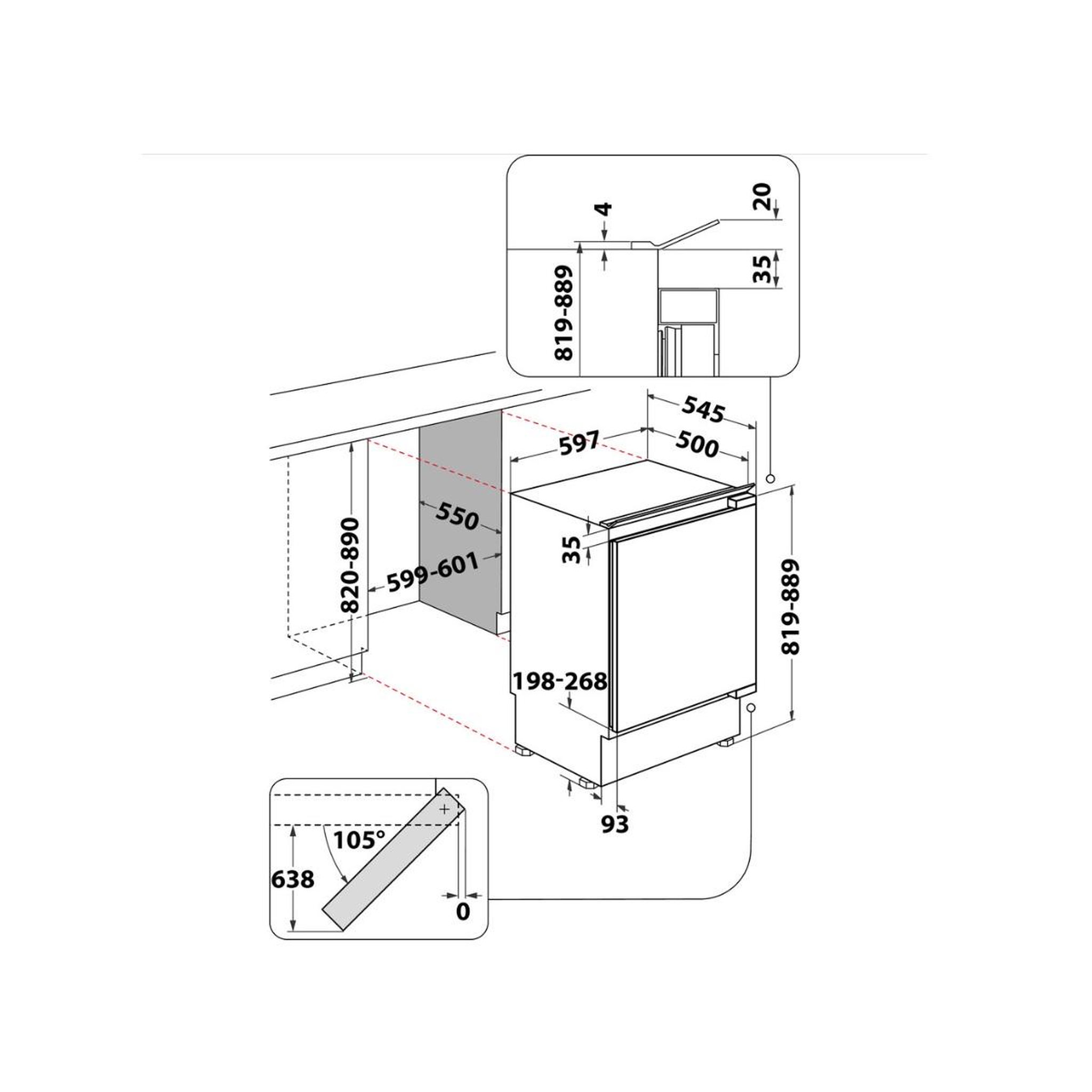 Voir la diapositive 6 : Whirlpool Réfrigérateur 1 porte intégrable à pantographe 126l - WBUF011