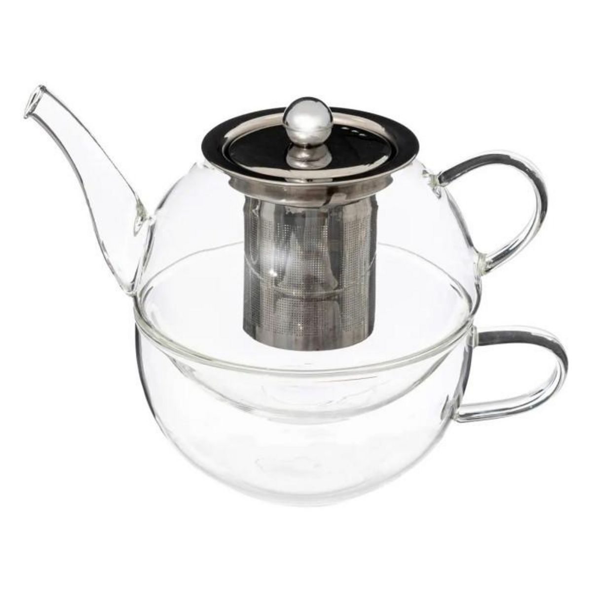 SECRET DE GOURMET Théière Design en Verre  Solitaire  19cm Transparent