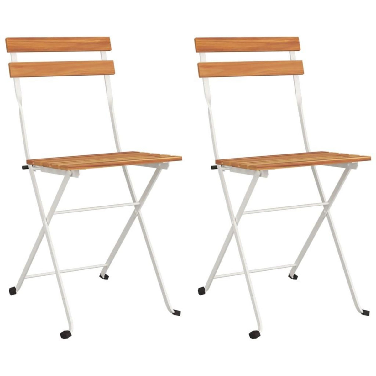 VIDAXL Chaises de bistrot pliantes lot de 2 Bois d'acacia solide acier