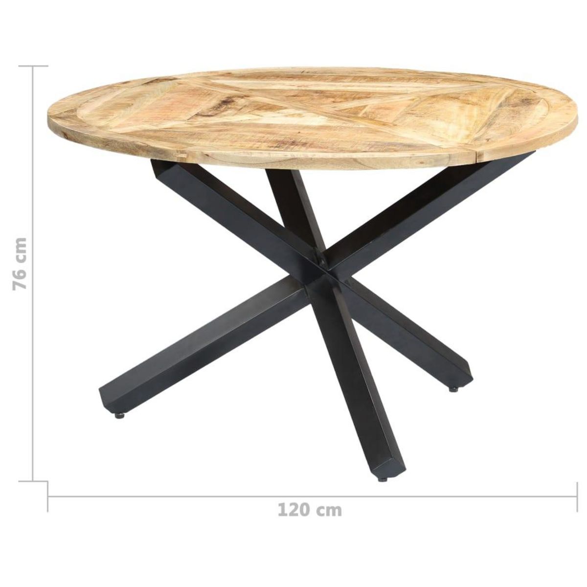 VIDAXL Table a manger Rond 120x76 cm Bois de manguier massif
