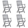 Voir la diapositive 2 : VIDAXL Chaises pliables d'exterieur lot de 4 et coussins Bois d'acacia