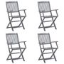 Voir la diapositive 2 : VIDAXL Chaises pliables d'exterieur lot de 4 et coussins Bois d'acacia