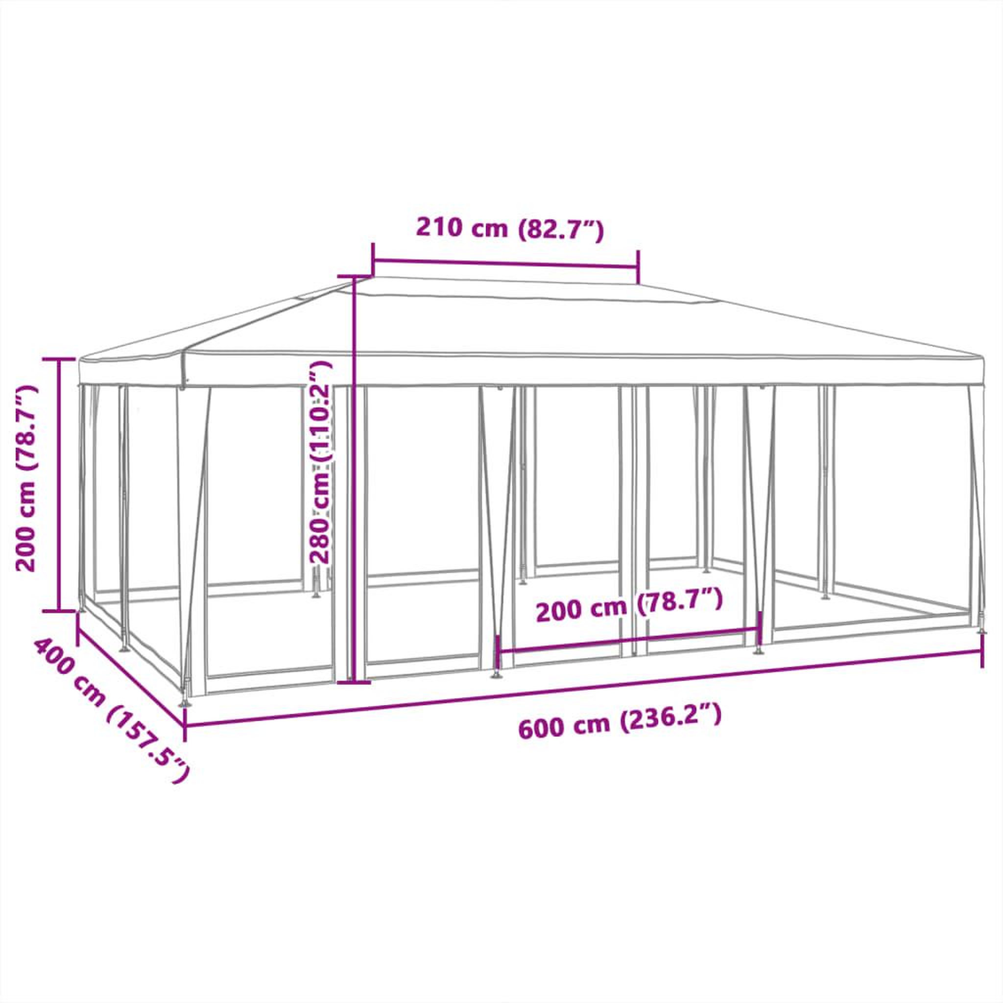 Voir la diapositive 6 : VIDAXL Tente de fete avec 10 parois laterales en maille bleu 6x4m PEHD