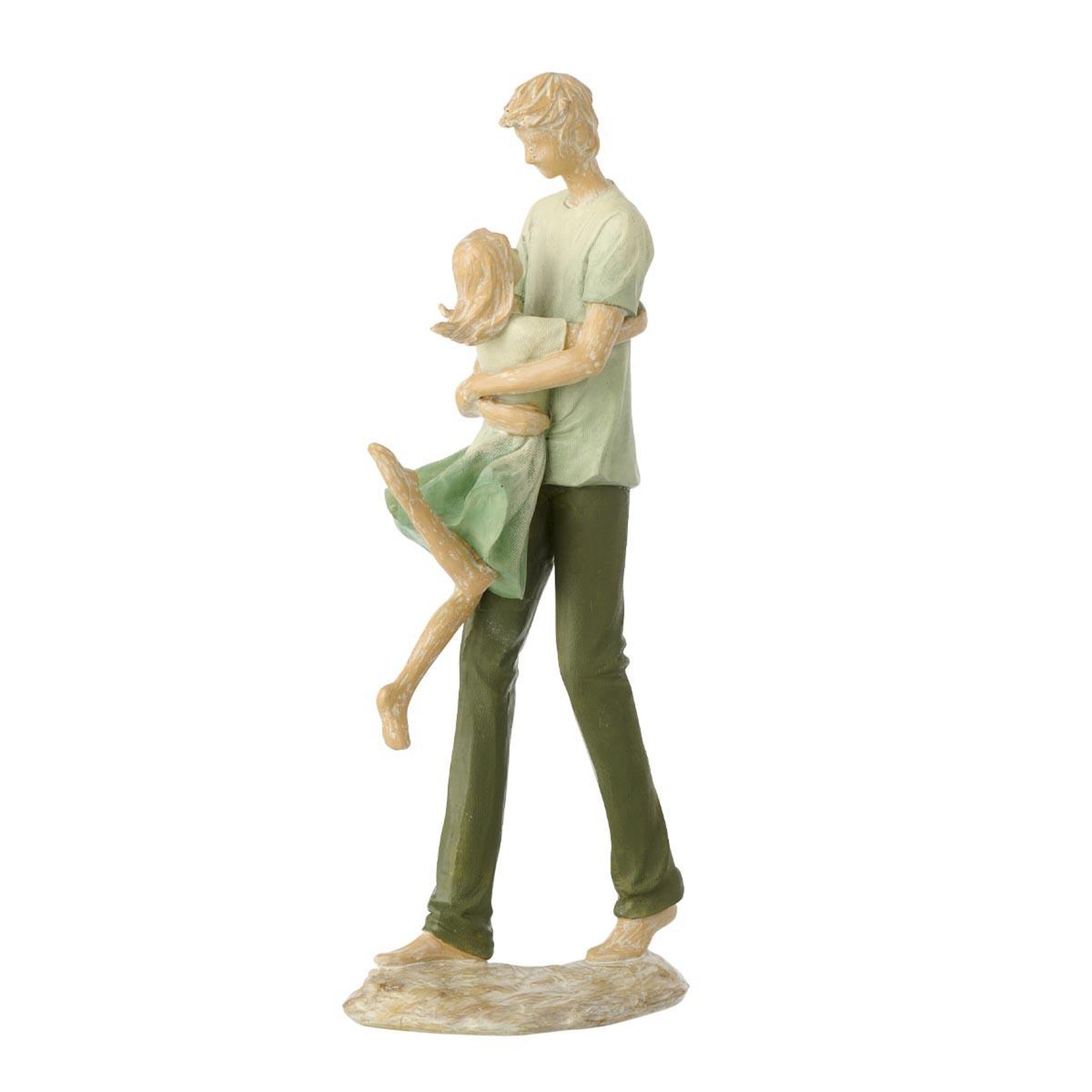 J-LINE Statuette père & fille  matcha  35cm vert