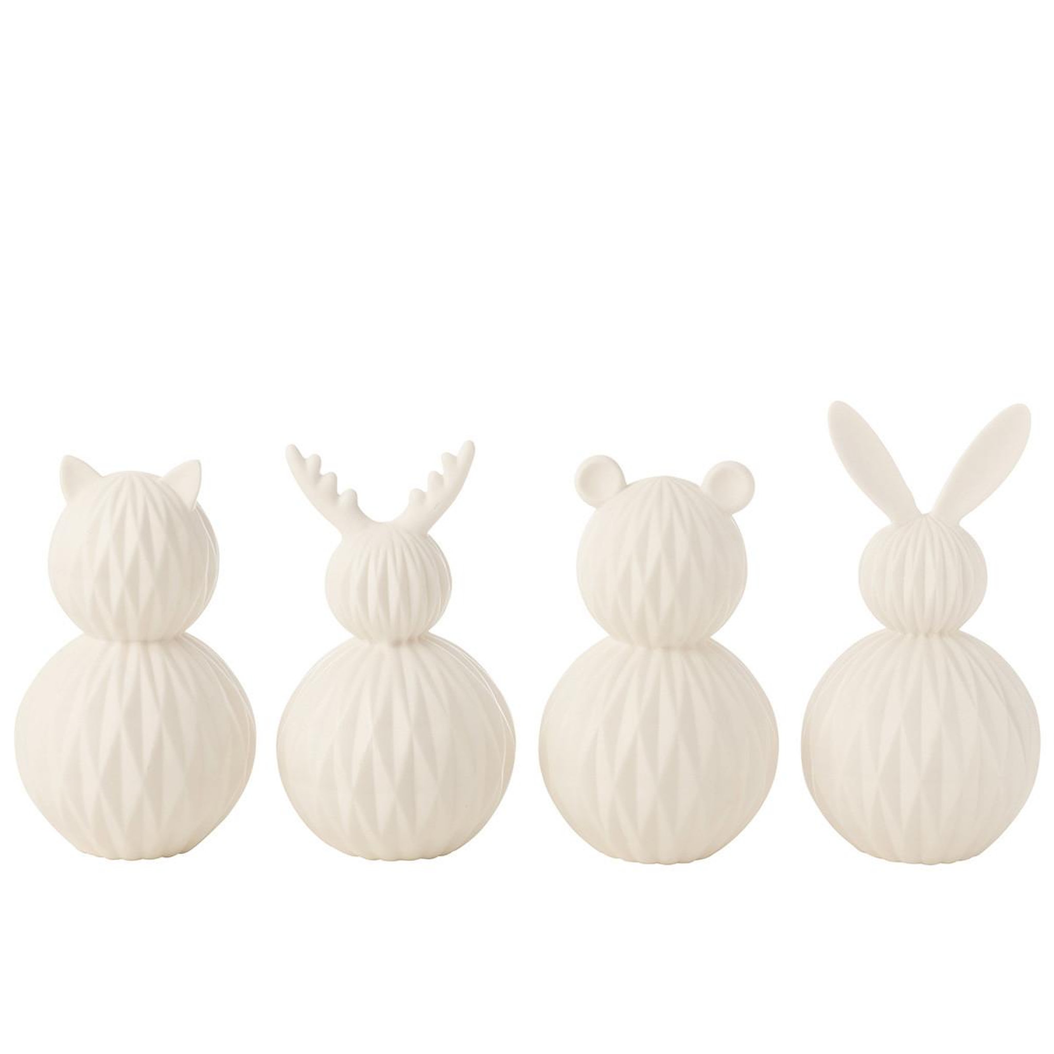 Voir la diapositive 4 : J-LINE Lampe à poser led en porcelaine  renne  23cm blanc