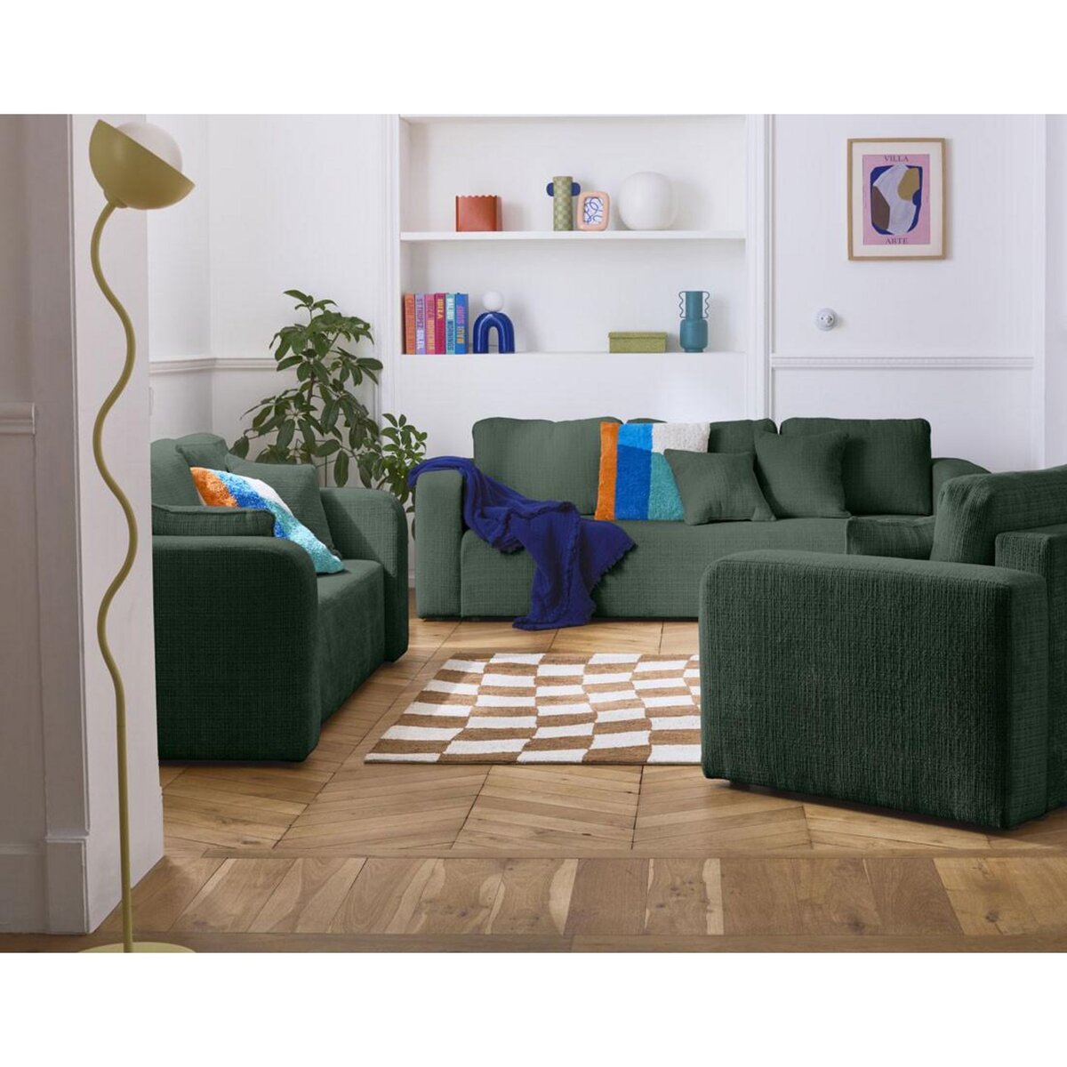 BEST MOBILIER Miro - canapé droit 2 places - en velours texturé