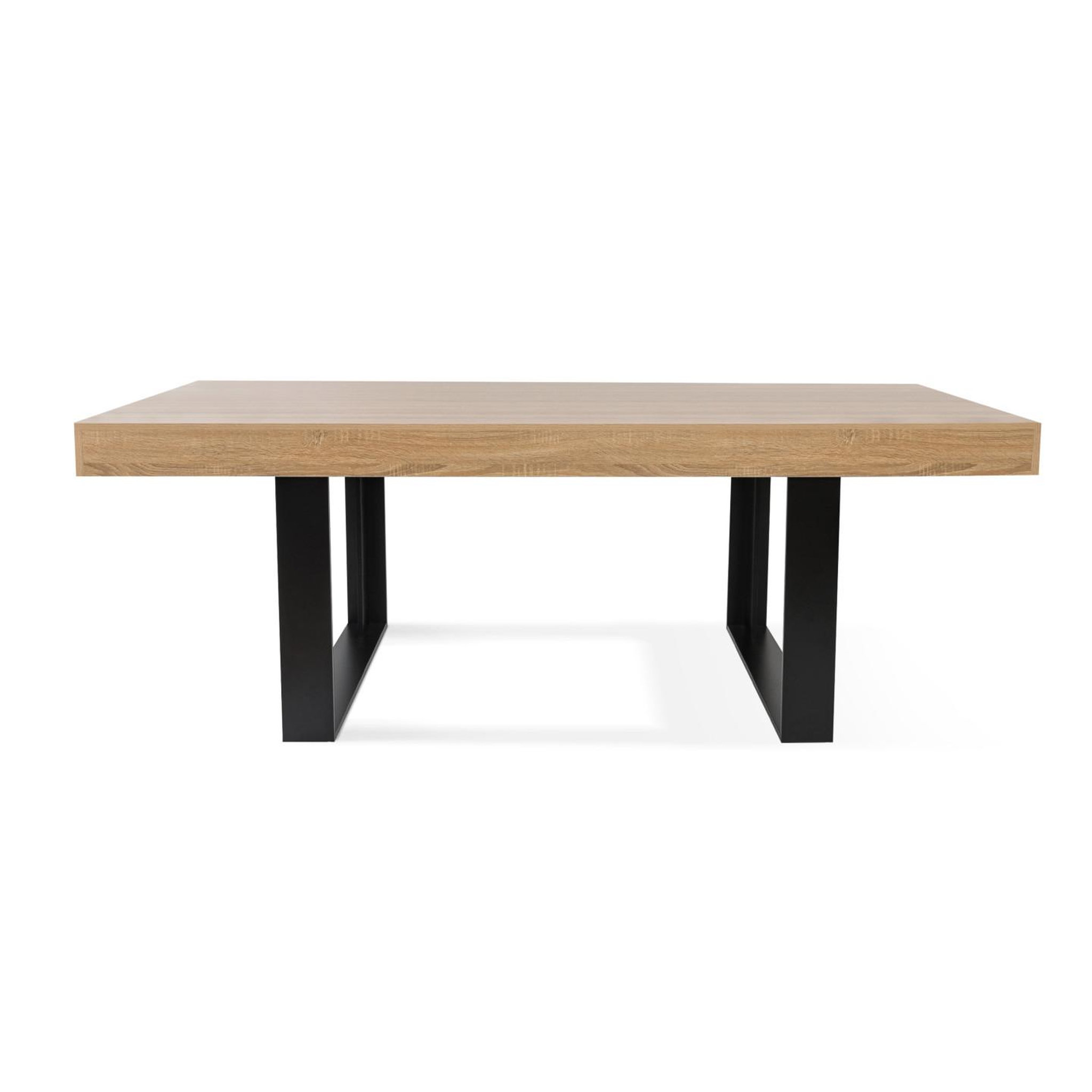 Voir la diapositive 3 : ID MARKET Table à manger rectangle phoenix 8 personnes bois et noir 200 cm