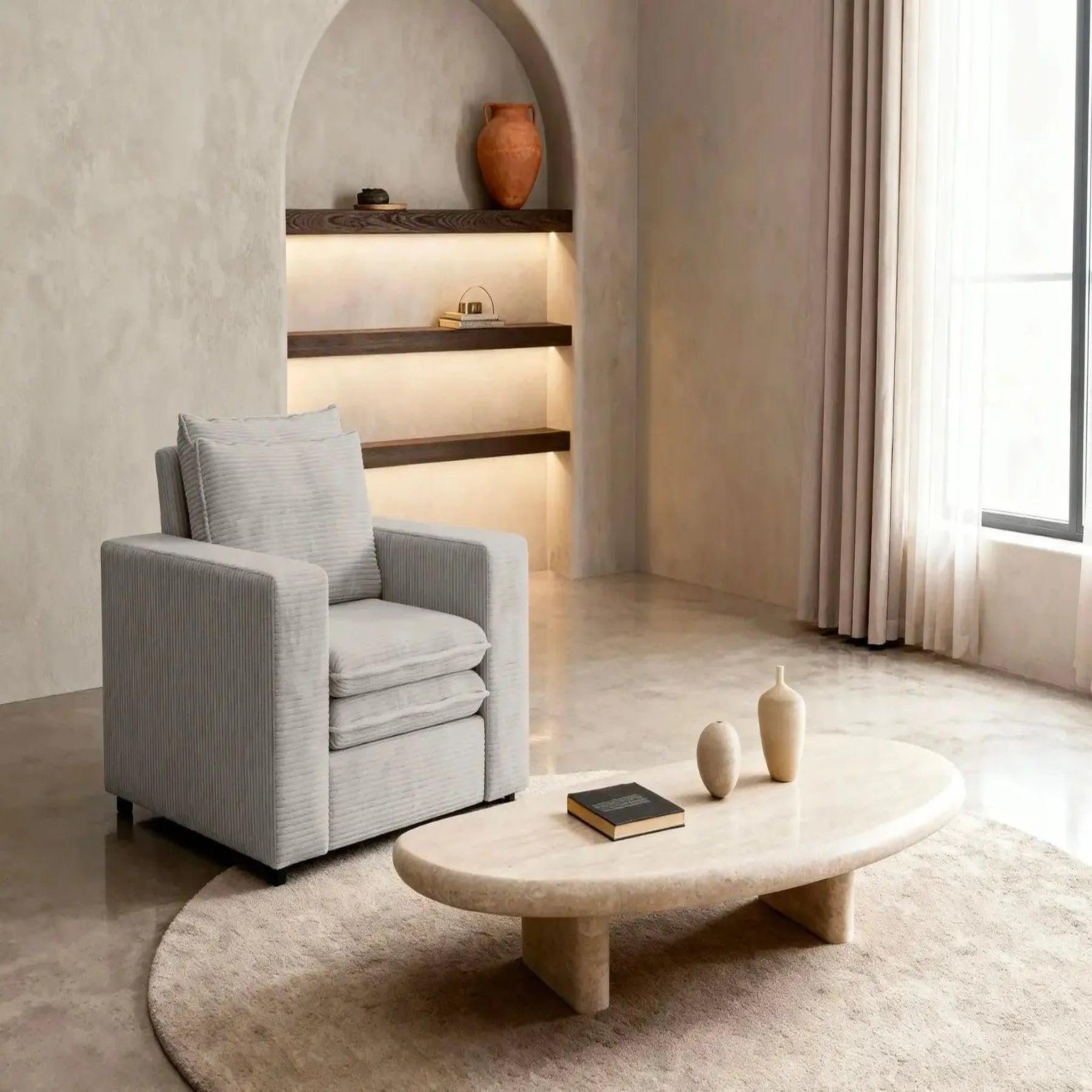 Voir la diapositive 4 : CASANOVA PARIS Oscar - fauteuil en velours côtelé