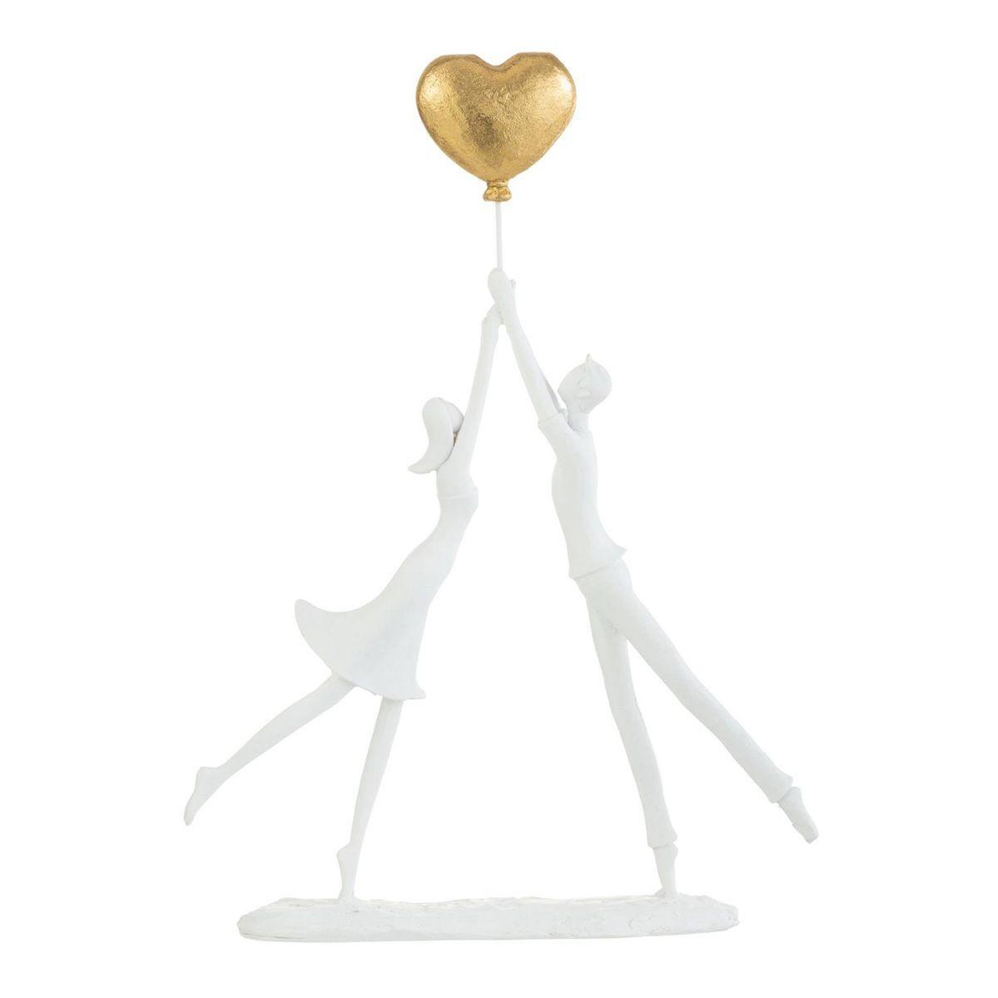 J-LINE Statuette déco couple debout  cœur  37cm blanc