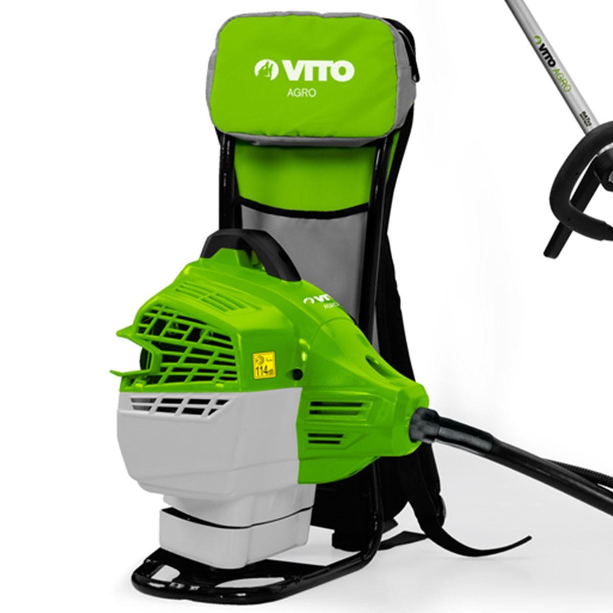 Voir la diapositive 6 : VITO Débroussailleuse thermique 47cm³ coupe ø25cm + lame et fil nylon réservoir 1l autonomie 1h30 port sac à dos vito professionnel