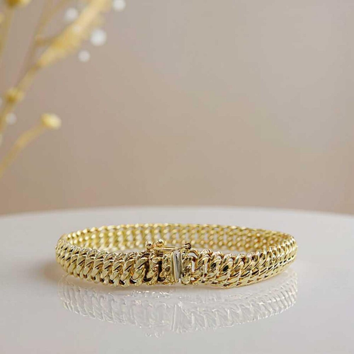 L'ATELIER D'AZUR Bracelet Or Jaune Maille Américaine - Femme 19cm