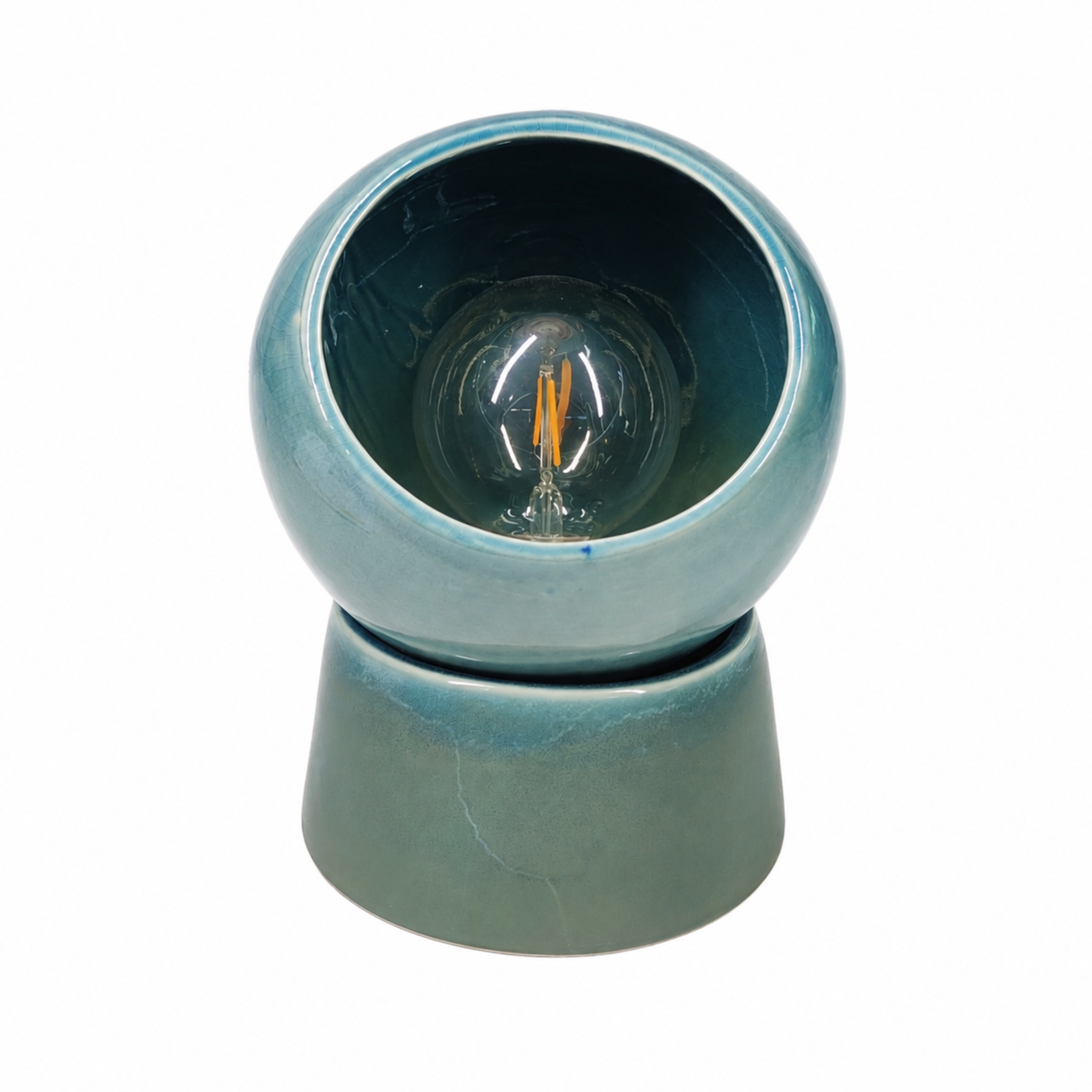 Voir la diapositive 3 : MAISON PAVANE Lampe à poser en céramique bleue-Halo