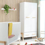 Voir la diapositive 2 : AT4 Armoire enfant 2 portes en bois CANAILLE Blanc et Hêtre 108 x 53 x176 cm