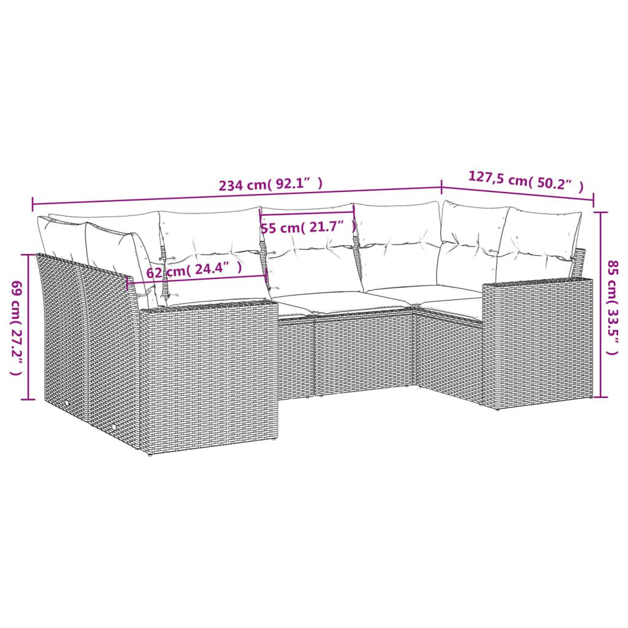 Voir la diapositive 4 : VIDAXL Salon de jardin avec coussins 6 pcs marron resine tressee