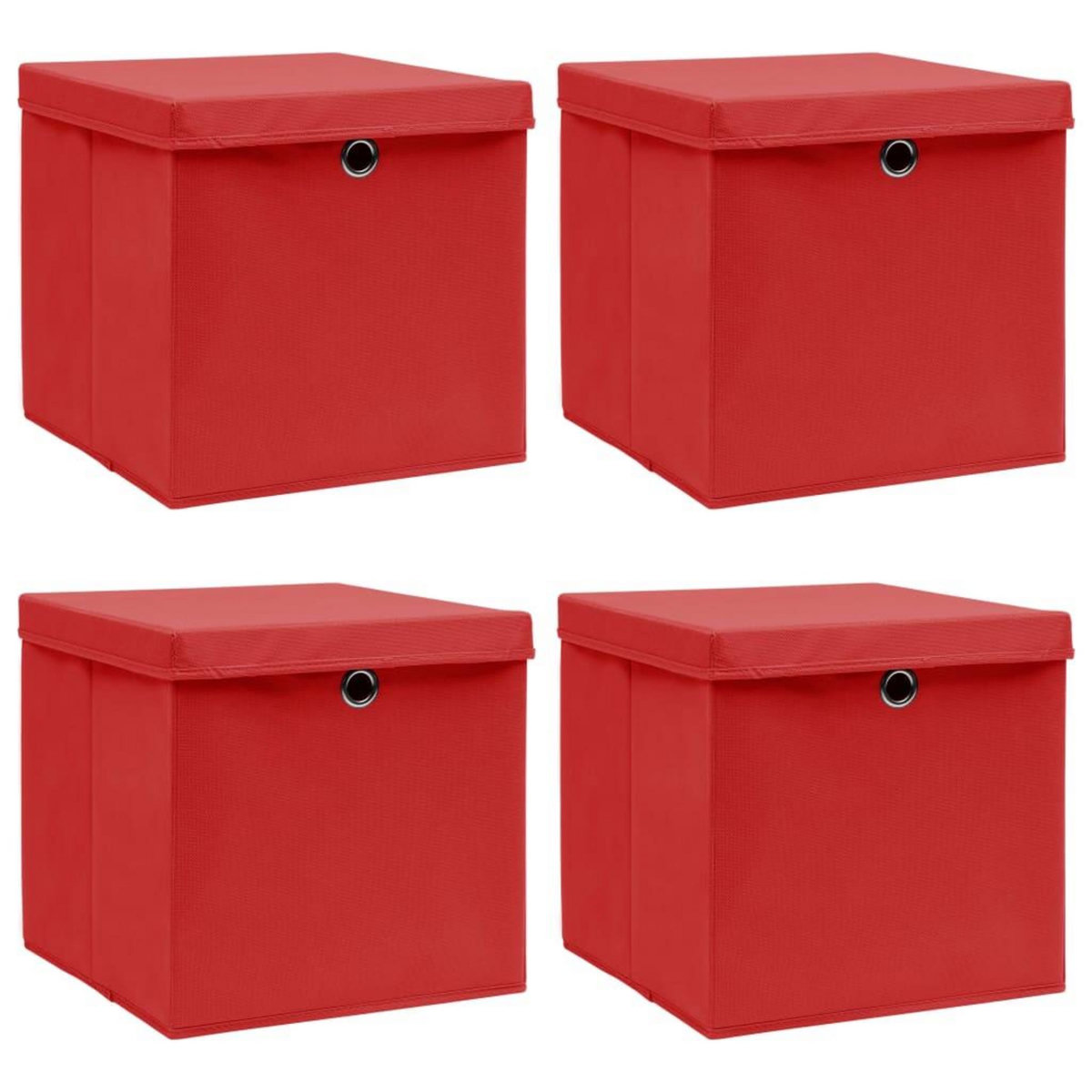 VIDAXL Boîtes de rangement et couvercles 4 pcs Rouge 32x32x32 cm Tissu