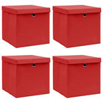 VIDAXL Boîtes de rangement et couvercles 4 pcs Rouge 32x32x32 cm Tissu