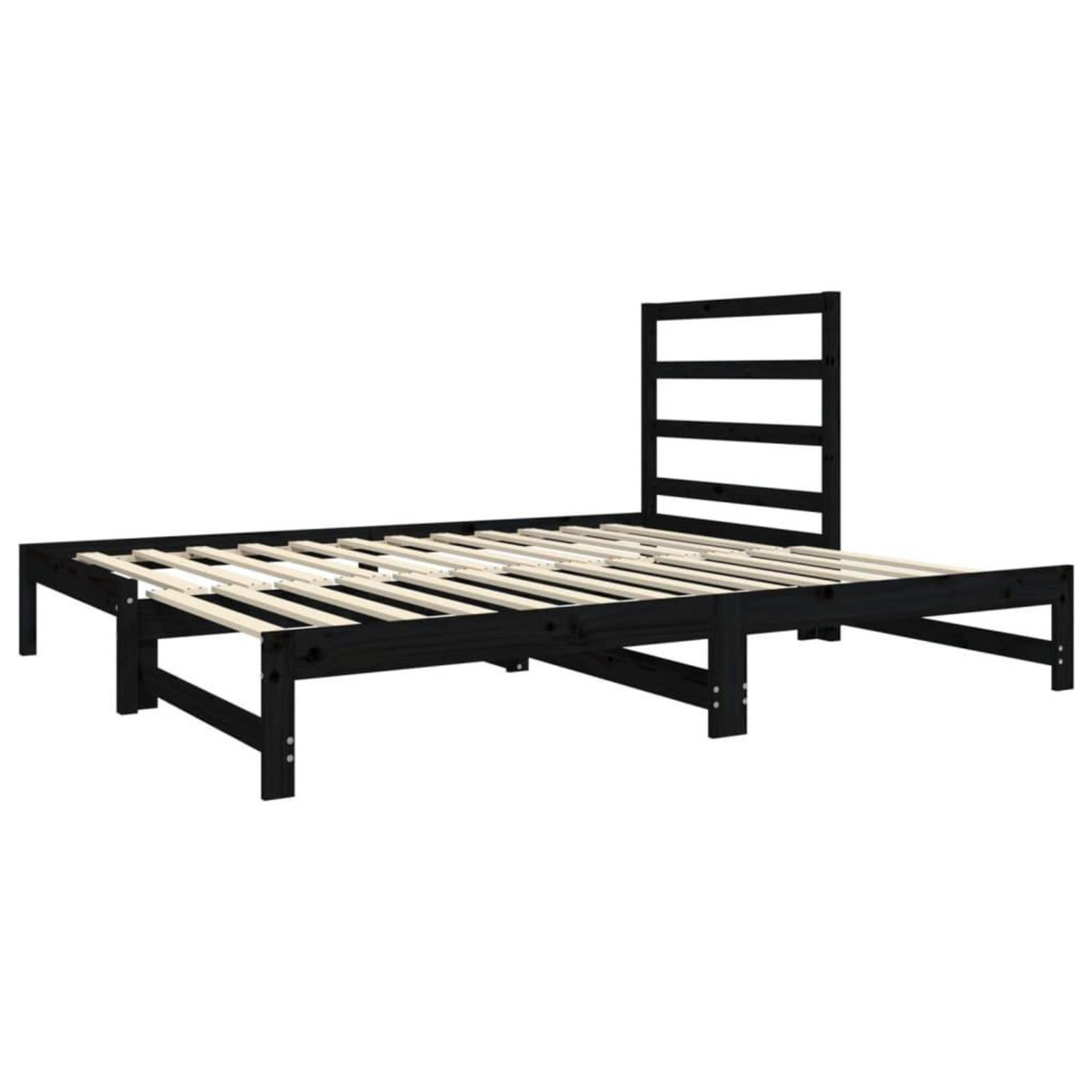 VIDAXL Lit coulissant sans matelas noir 2x(90x190) cm