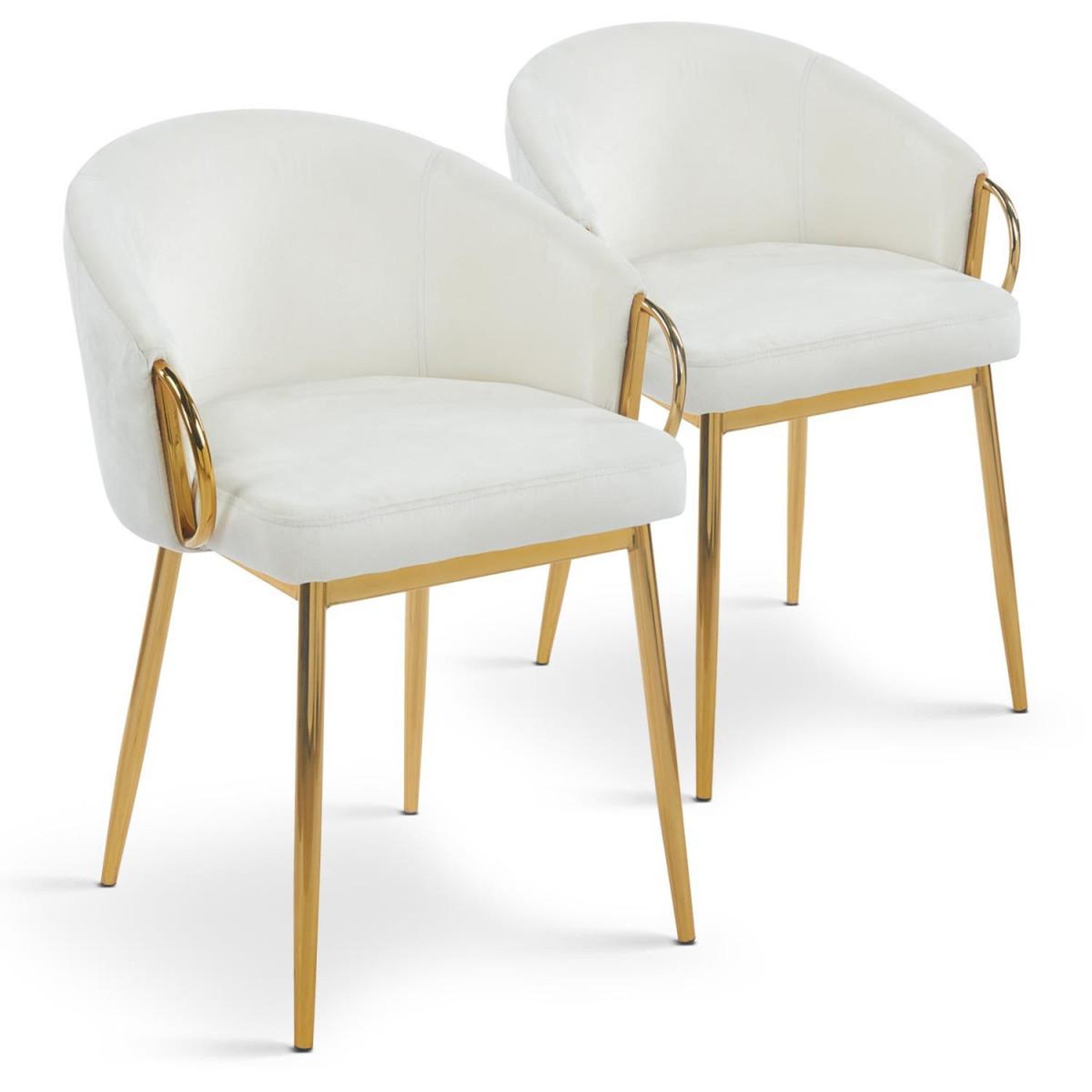 Paris Prix Lot de 2 Chaises en Velours  Julia  74cm Beige & Or