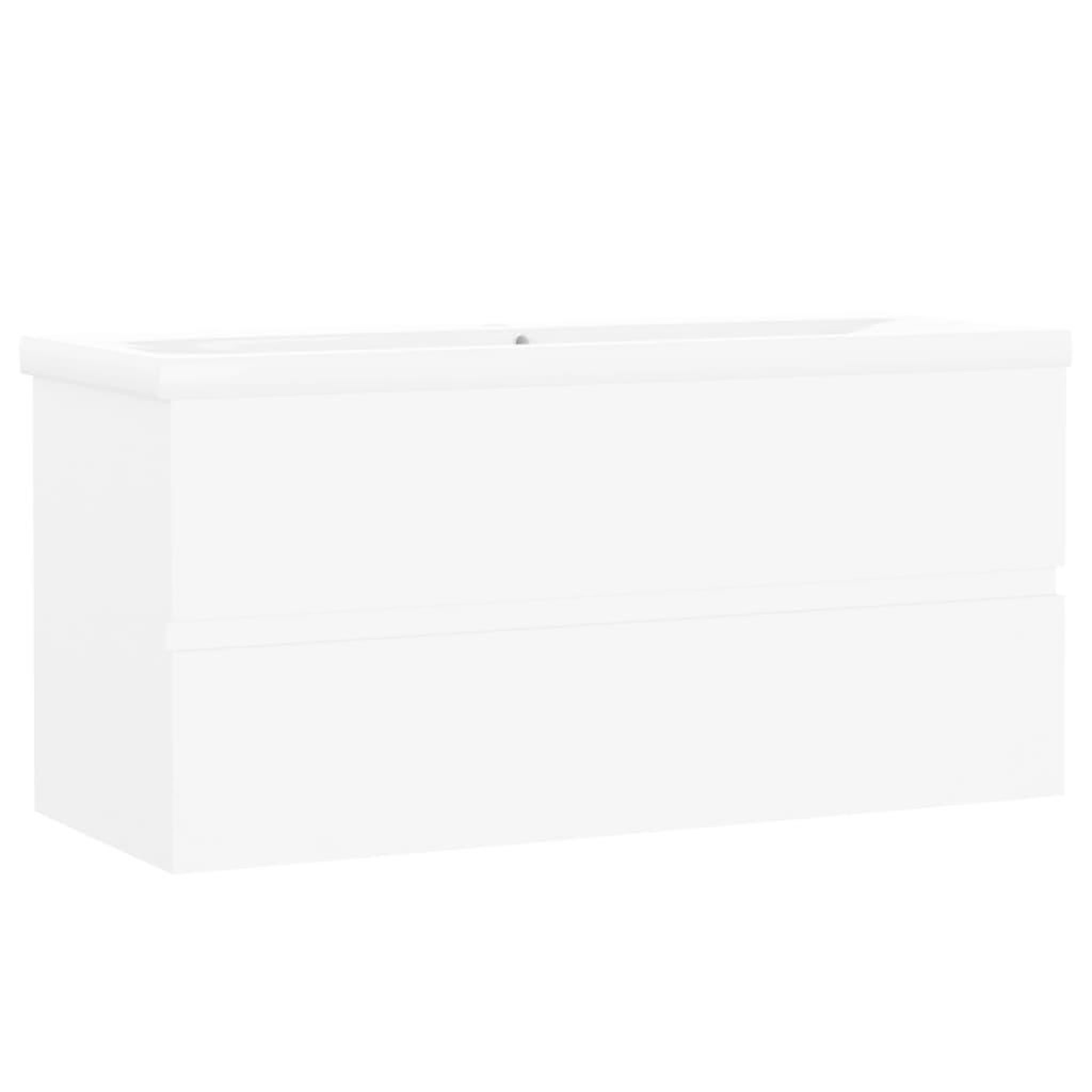 Voir la diapositive 2 : VIDAXL Armoire d'evier avec lavabo integre Blanc Agglomere