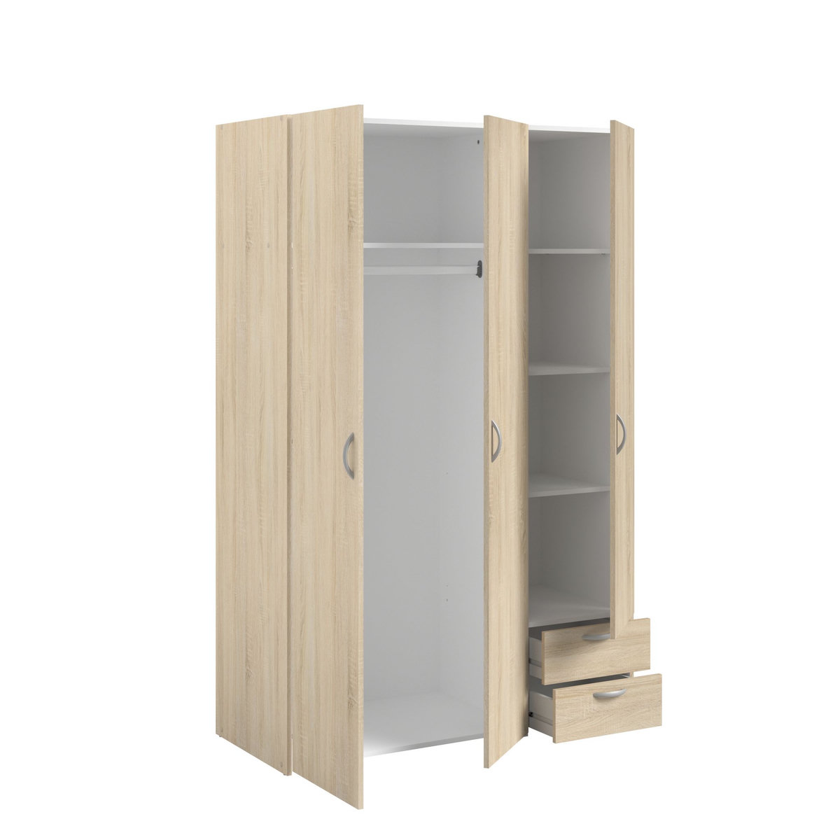 Armoire 3 portes 2 tiroirs L120cm DAISY