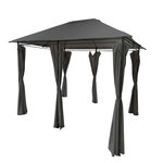 GARDENSTAR Tonnelle de jardin avec rideaux - Acier et polyester - 402x301.5x263cm - Gris