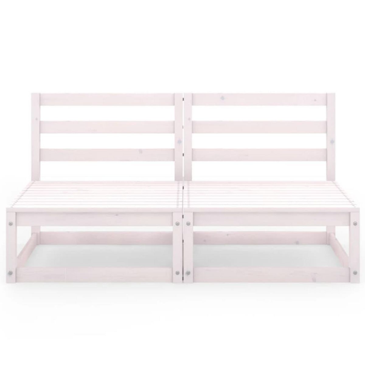 VIDAXL Canape a 2 places de jardin Blanc Bois de pin solide