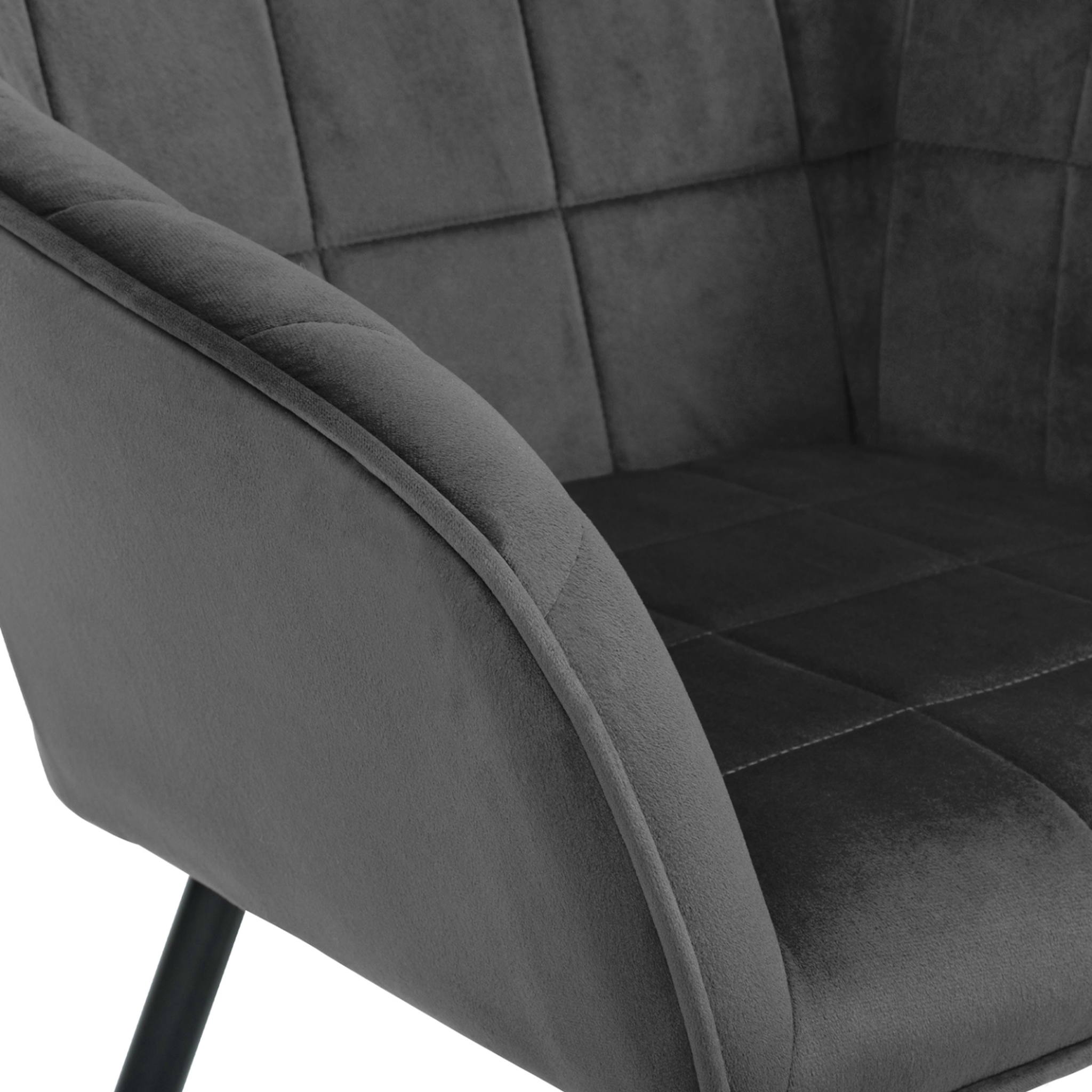 Voir la diapositive 6 : ID MARKET Lot de 2 chaises de salle à manger, fauteuils de table mady en velours gris foncé