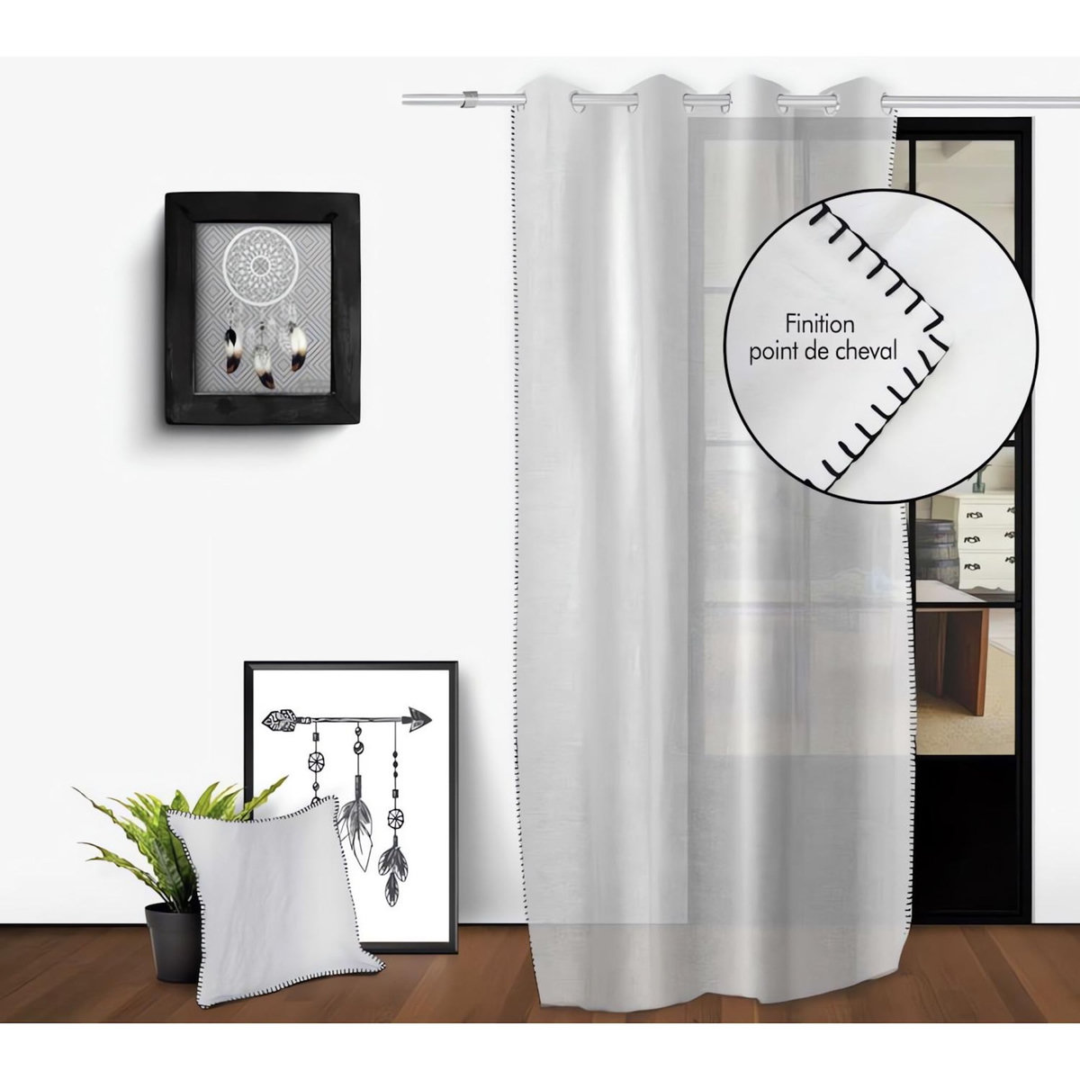 SOLEIL D'OCRE Voile oeillets en coton lavé SPIRIT blanc, par Soleil d'Ocre