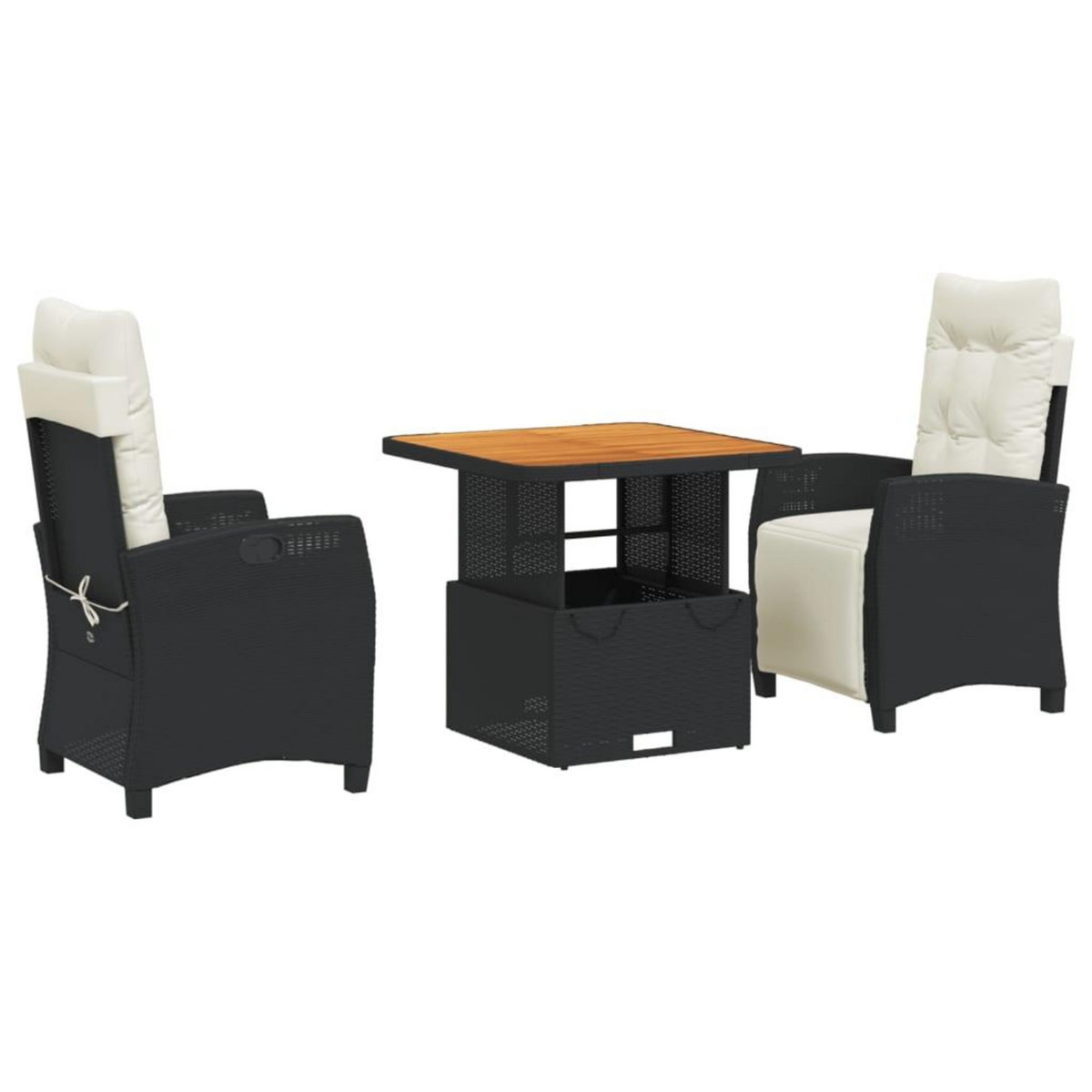 VIDAXL Ensemble a manger de jardin avec coussins 3 pcs Noir