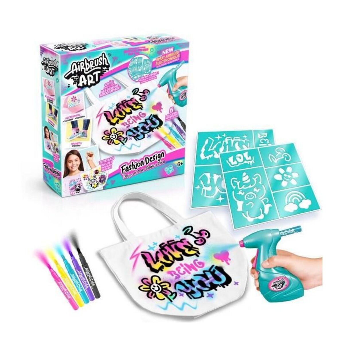 Canal Toys Canal Toys - Airbrush Art - Kit de Fashion Design Kit avec spray électronique, pochoirs et feutres - AIR 016