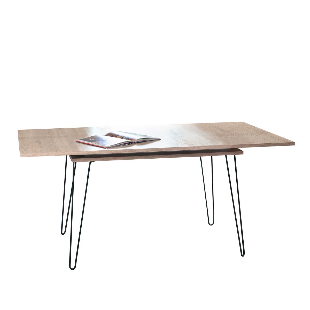 Table de salle à manger extensible pieds métal épingles L134/174cm SMITH