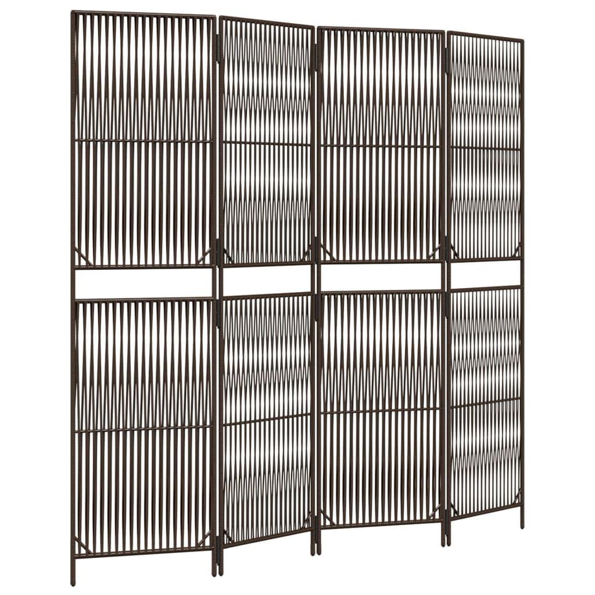 Voir la diapositive 2 : VIDAXL Cloison de separation 4 panneaux marron resine tressee