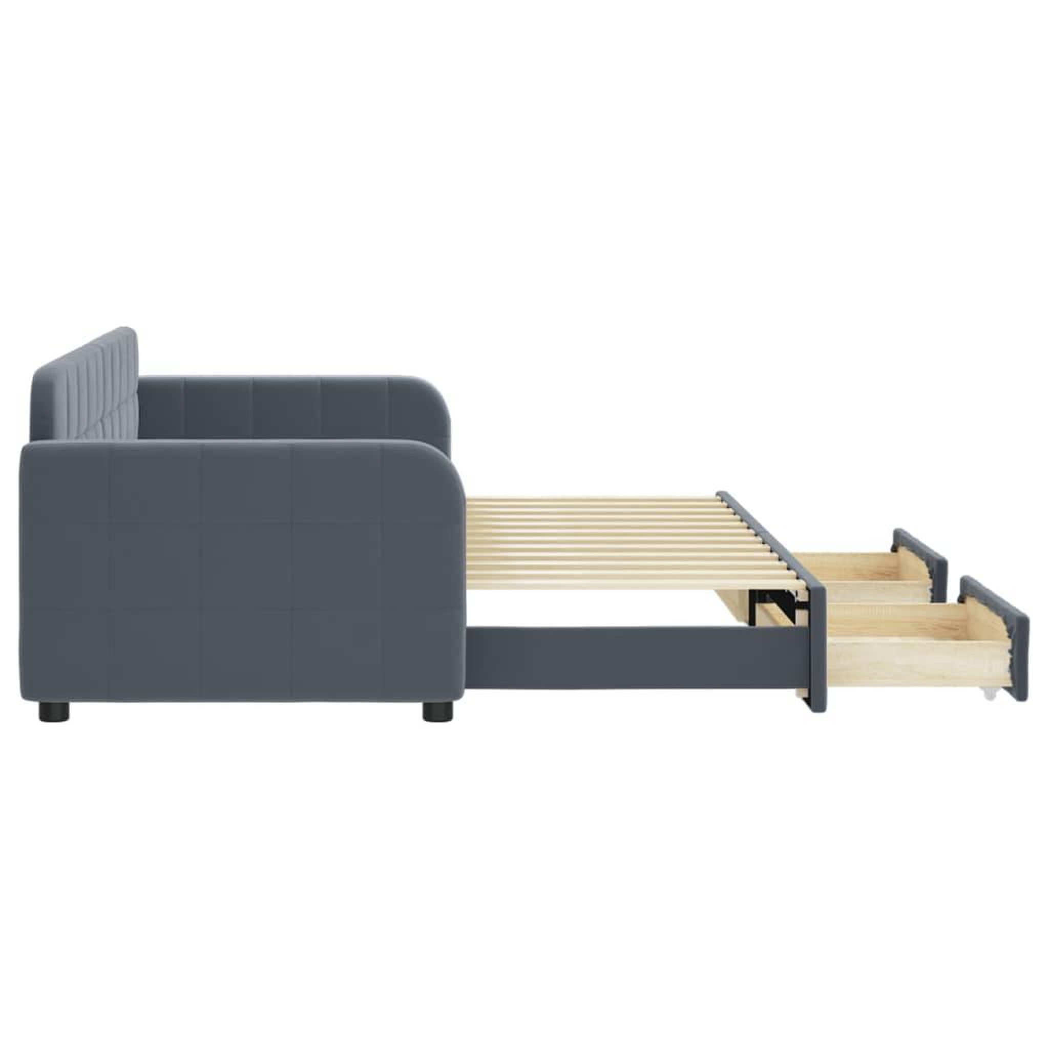 Voir la diapositive 4 : VIDAXL Lit de jour avec gigogne et tiroirs sans matelas 80x200 cm