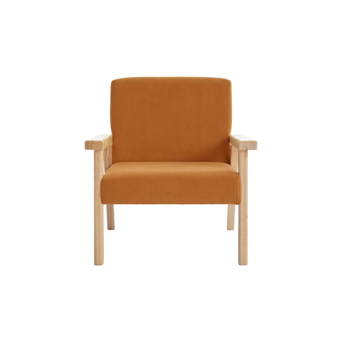 SWEEEK Fauteuil enfant en bois et velours côtelé moutarde. ISAK L 47 x P 43.5 x H 50cm