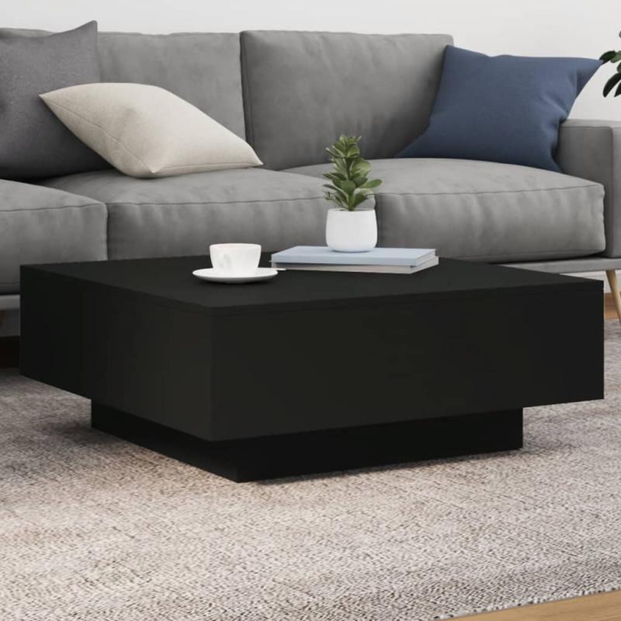 VIDAXL Table basse avec lumières LED noir 80x80x31 cm