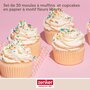 Voir la diapositive 2 : ZENKER Set pâtisserie avec 50 moules à muffins fleurs liberty en papier, 2 bols à mixer, verre mesureur et spatule Zenker
