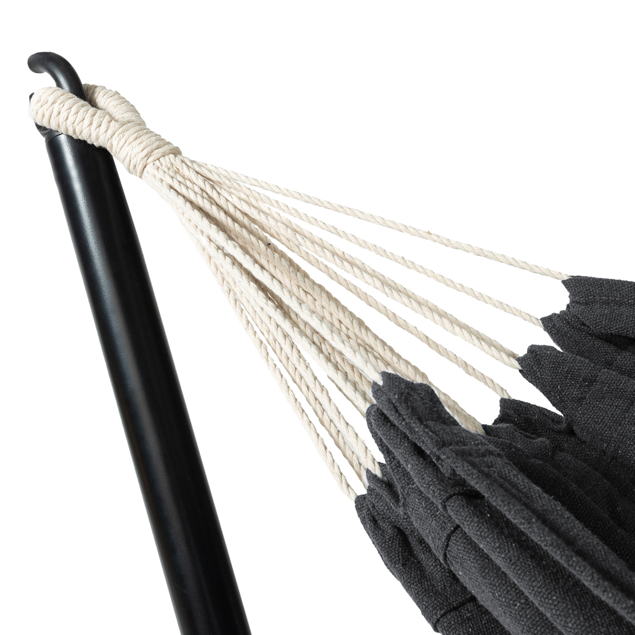 Voir la diapositive 3 : ID MARKET Hamac avec support métal noir et toile gris anthracite