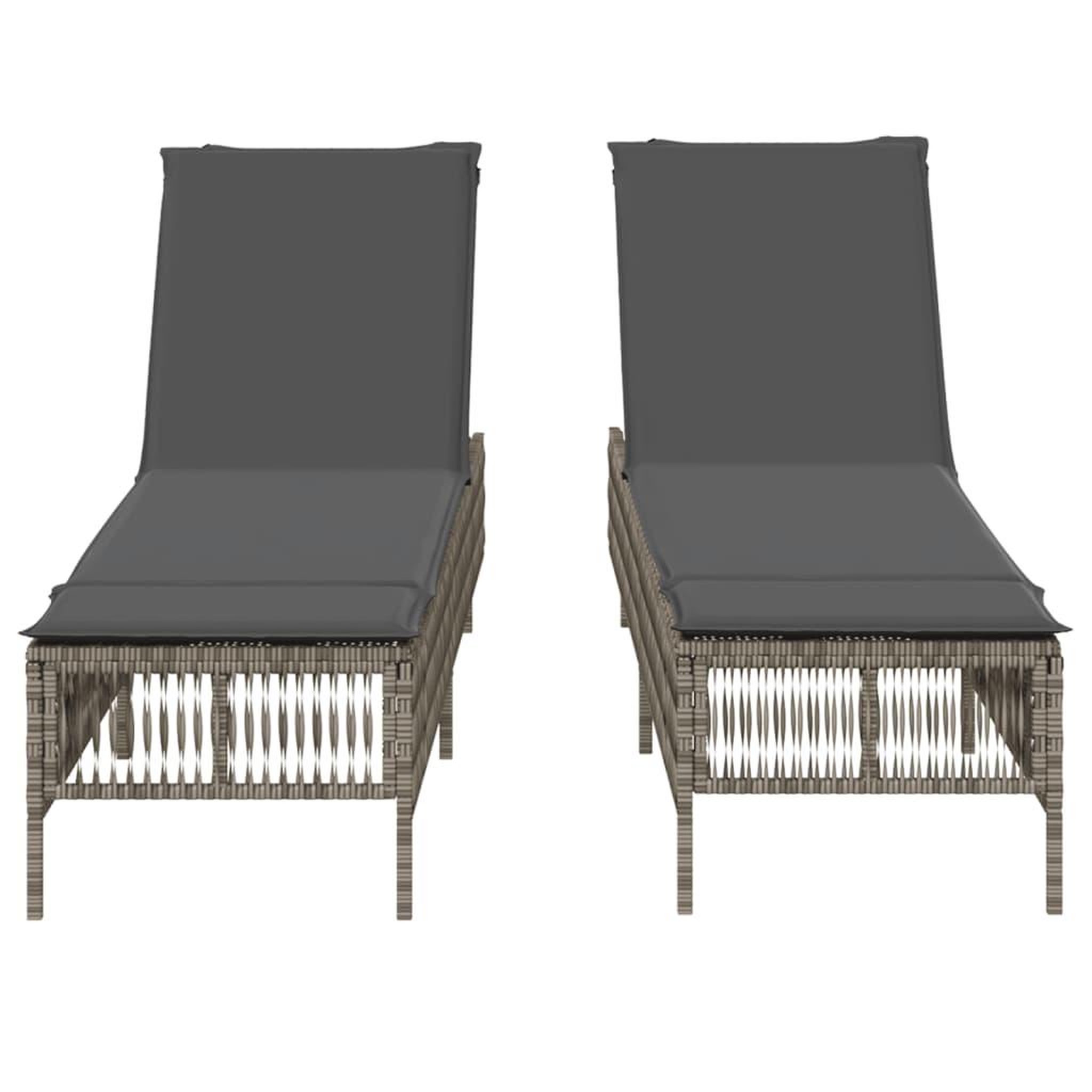Voir la diapositive 5 : VIDAXL Chaises longues avec coussins lot de 2 gris resine tressee