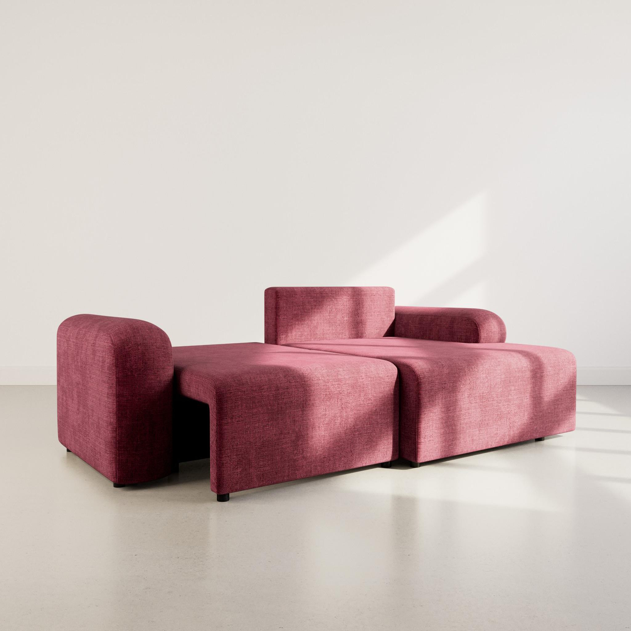 Voir la diapositive 2 : BEST MOBILIER Rebecca - canapé d'angle droit 4 places convertible avec coffre en velours texturé