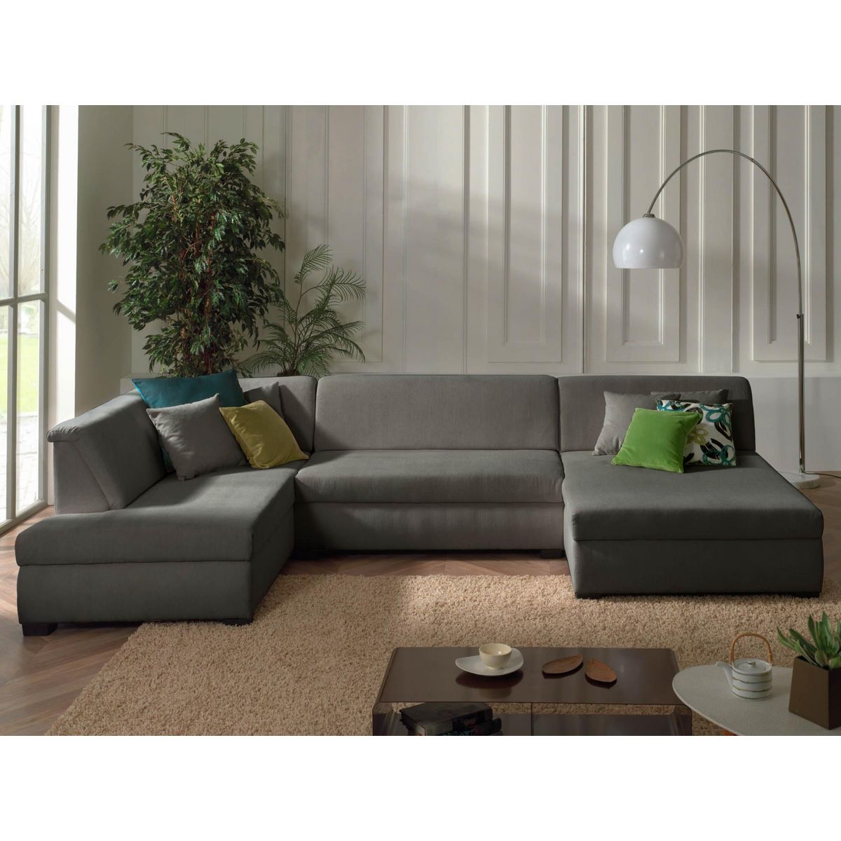 LISA DESIGN Malcom - canapé panoramique d'angle gauche - en velours côtelé