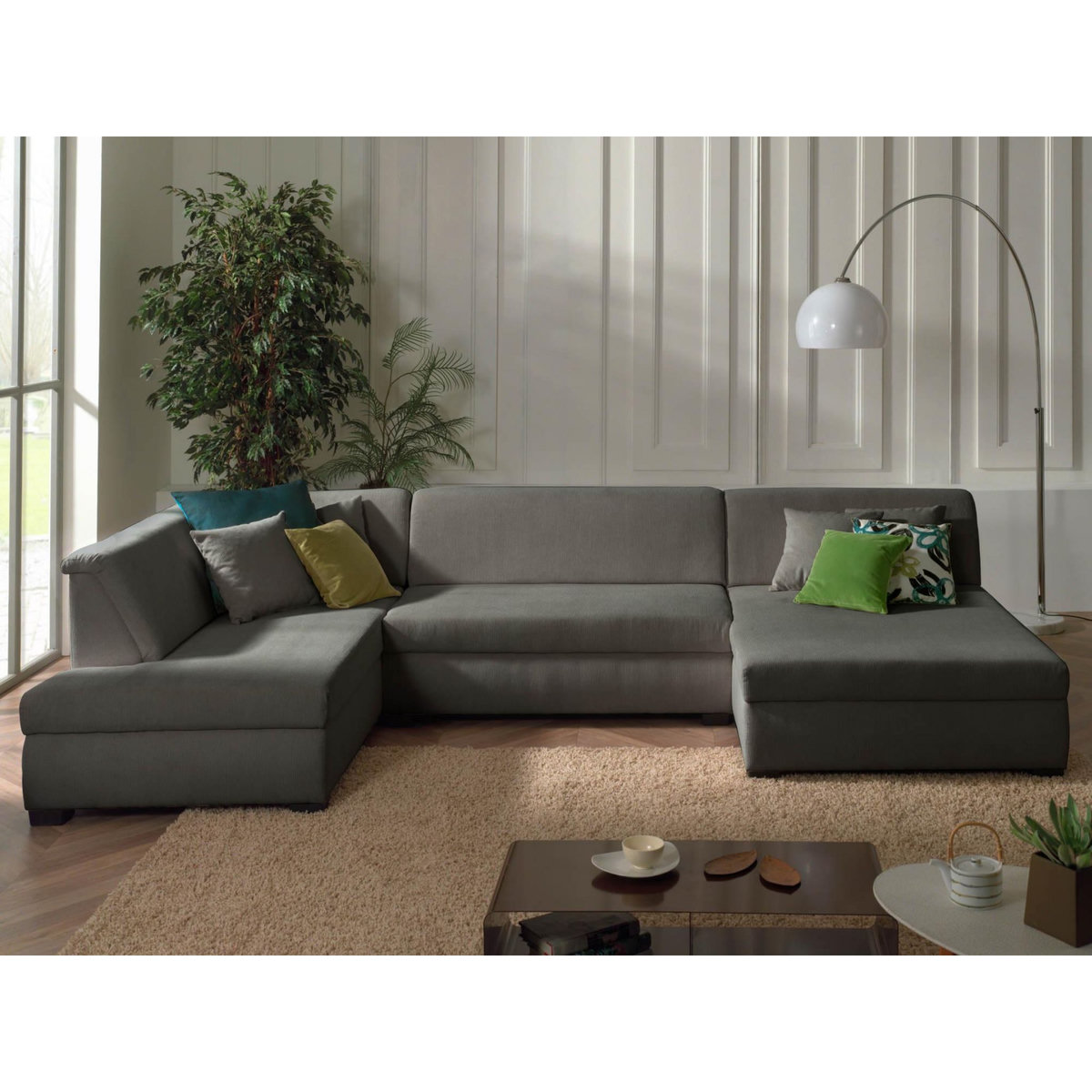 LISA DESIGN Malcom - canapé panoramique d'angle gauche - en velours côtelé