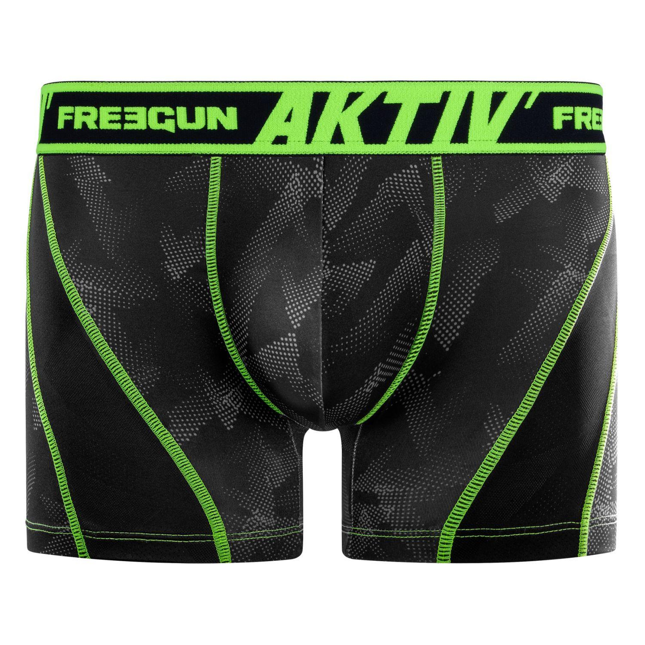 Voir la diapositive 4 : FREEGUN Lot de 4 boxers homme aktiv sport surpiqûres colorées