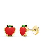 L'ATELIER D'AZUR Boucles d'Oreilles Or 18 Carats 750 Jaune et émail - Pommes