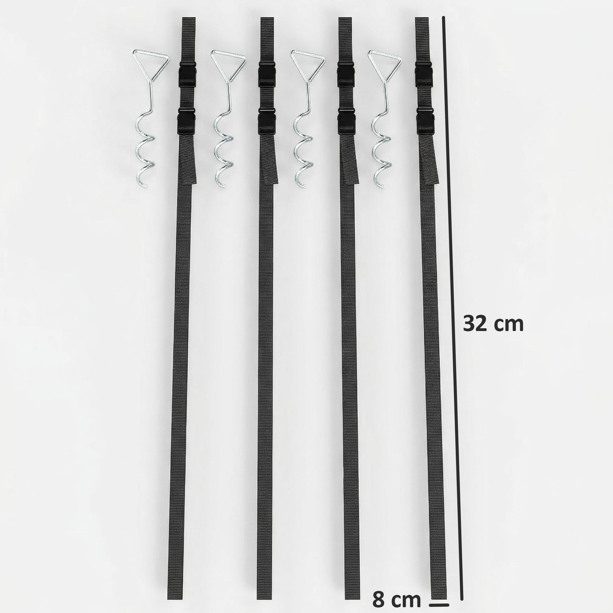 Voir la diapositive 3 : HOMCOM Kit complet d'ancrage trampoline 4 piquets spirales 4 sangles réglables