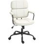 Voir la diapositive 1 : HOMCOM Chaise de bureau design néo-rétro - double dossier accoudoirs rembourrés - acier noir synthétique crème