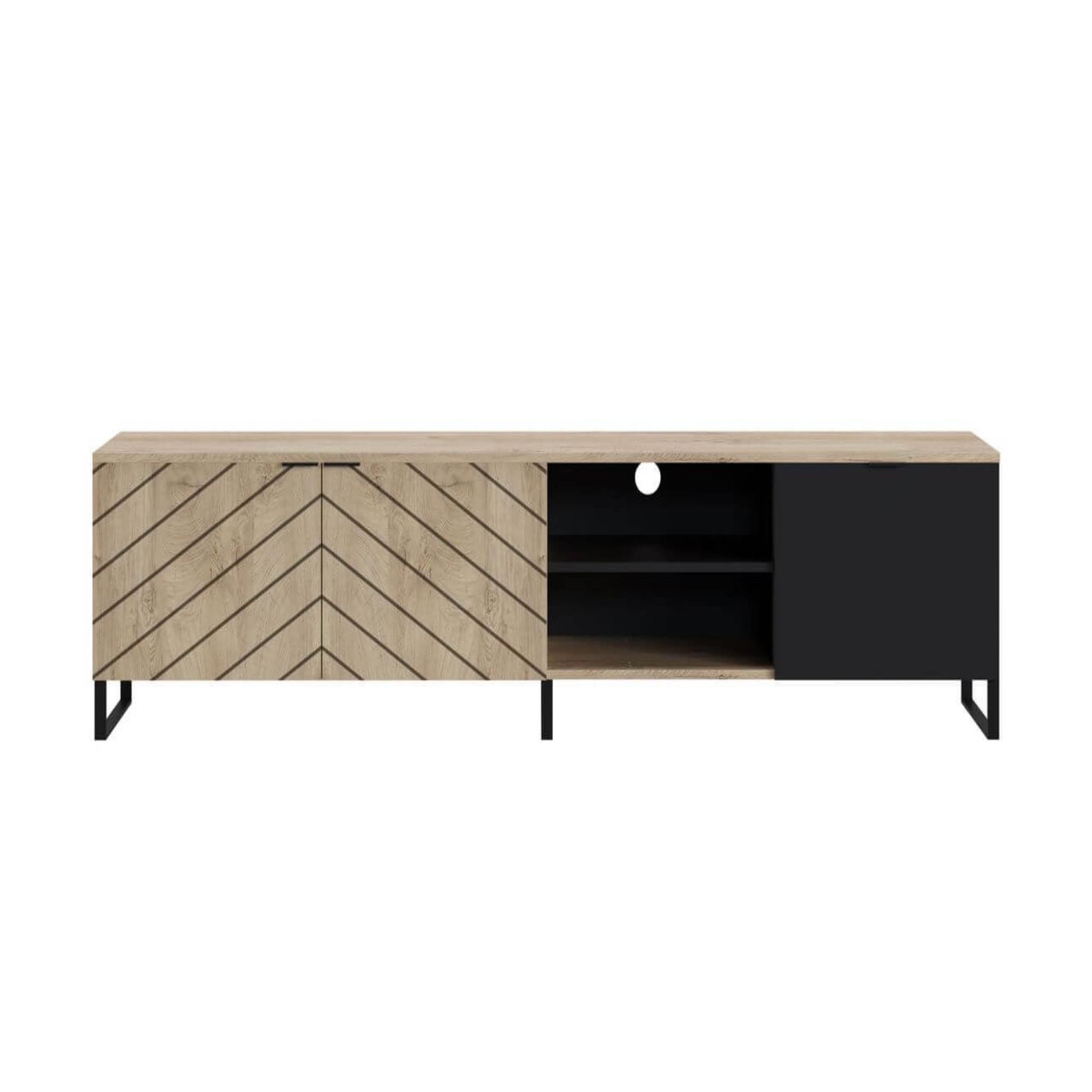 Voir la diapositive 1 : Bobochic Bobochic auxane - meuble tv - bois et noir - 200 cm - style contemporain
