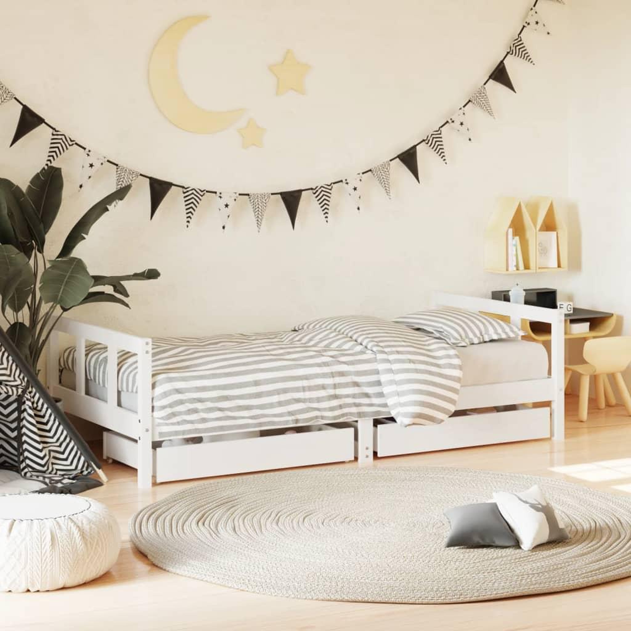 VIDAXL Cadre de lit d'enfants tiroirs blanc 90x190 cm bois pin massif